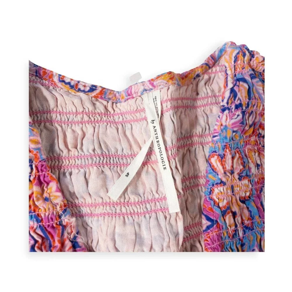 Anthropologie Boho Peregrine Paisley Mini Dress Ruffle SZ SP Wedding Guest Dress - Picture 4 of 8